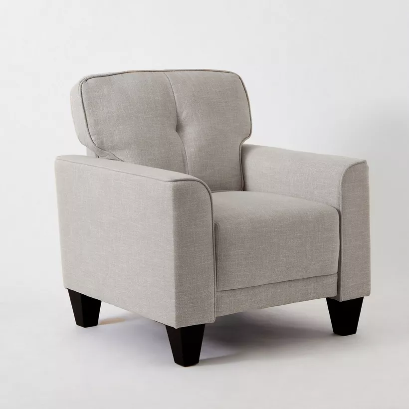 Nora Luxe Modern Single-Seater Sofa with Square-Arm Design and Slender Legs