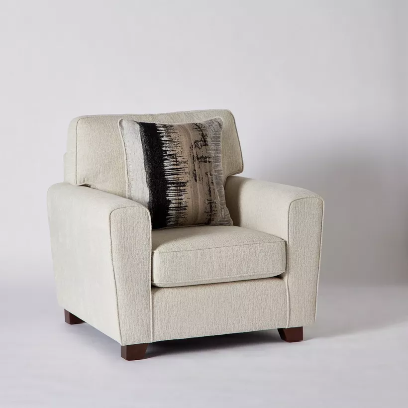 Zunayra Modern Fabric Single-Seater Sofa with Square Armrest and Cushion